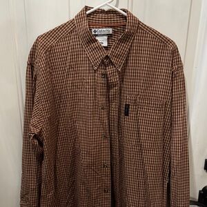 Columbia Men's Tan Plaid Button Down Shirt